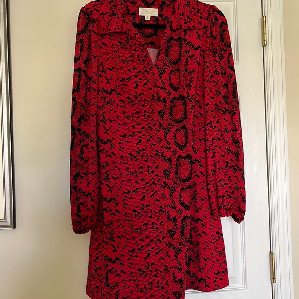Julie Brown Snakeskin print dress. Polyester and Viscose. Never Worn.